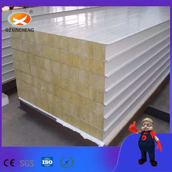 CE Certified Heat Insulation Fireproof Rock Wool Sandwich Panel for Wall /Roof