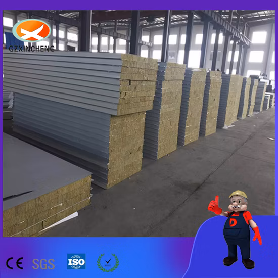 CE Certified Heat Insulation Fireproof Rock Wool Sandwich Panel for Wall /Roof