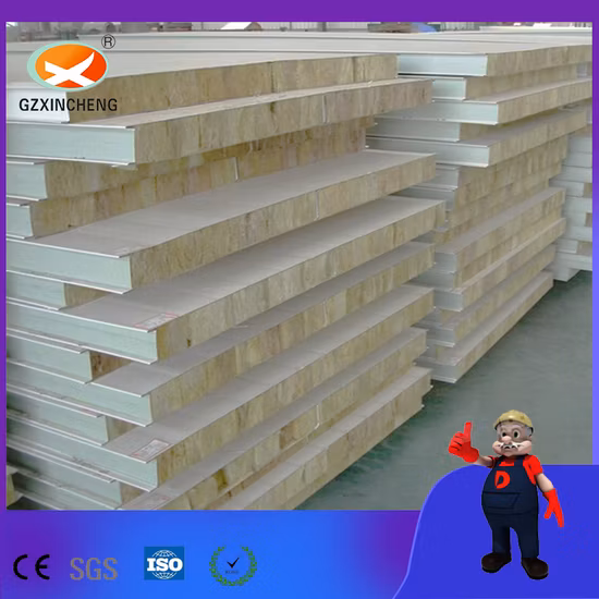 CE Certified Heat Insulation Fireproof Rock Wool Sandwich Panel for Wall /Roof