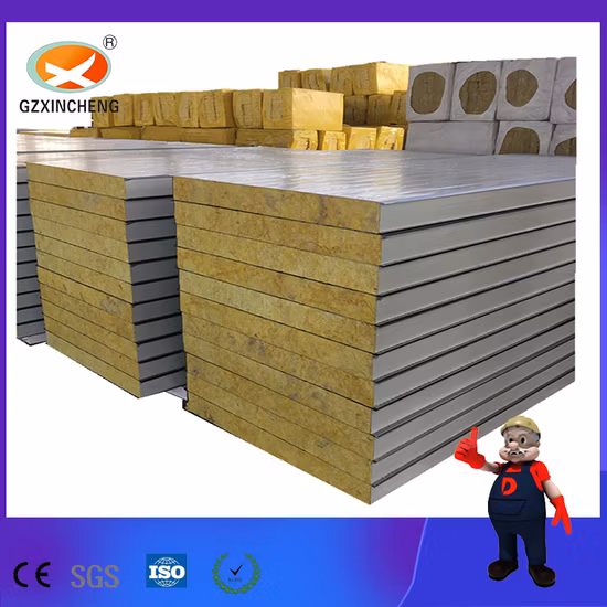 CE Certified Heat Insulation Fireproof Rock Wool Sandwich Panel for Wall /Roof